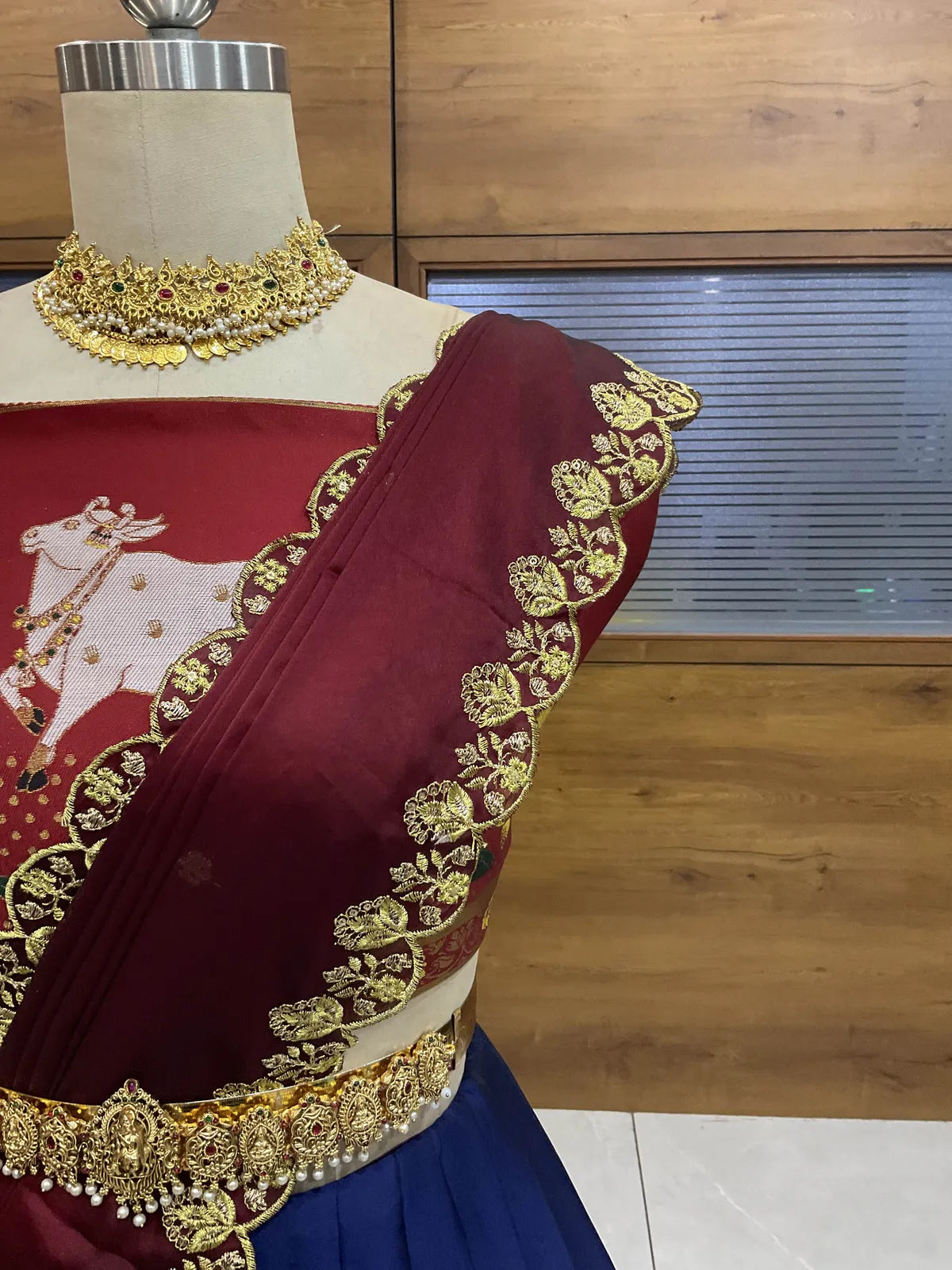 (KaamRango) South Indian Festival Traditional Half Saree with Embroidered Blouse & Dupatta