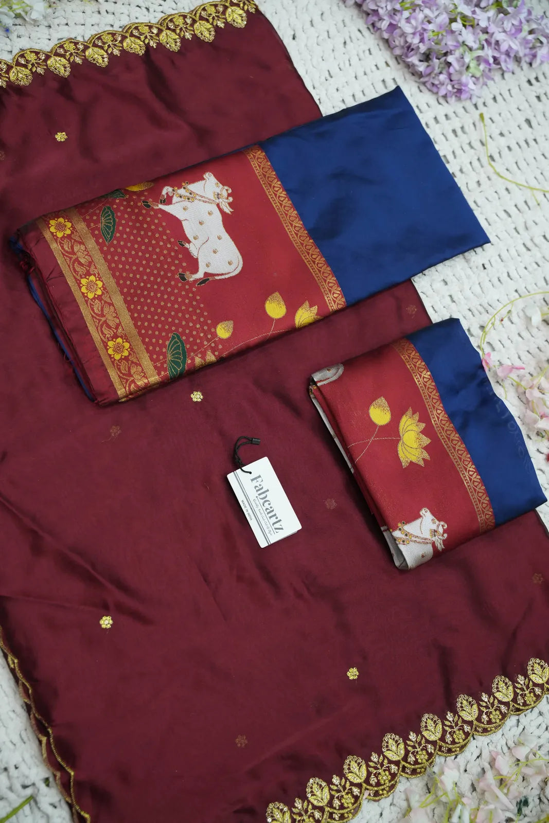 (KaamRango) South Indian Festival Traditional Half Saree with Embroidered Blouse & Dupatta