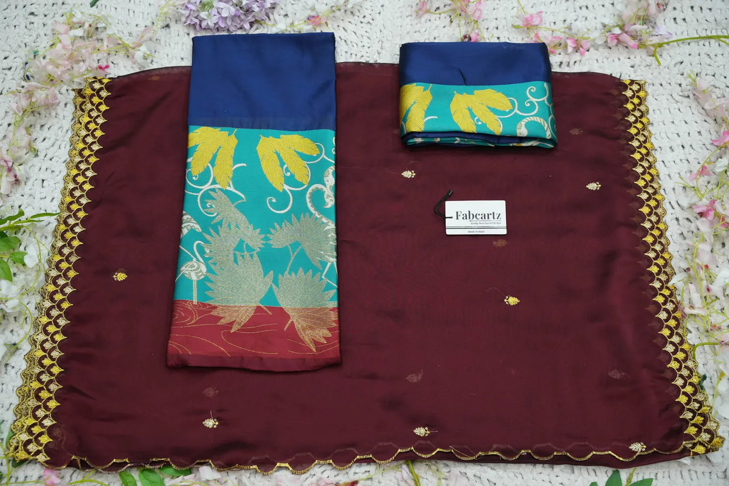 (HansRango) South Indian Festival Traditional Half Saree with Embroidered Blouse & Dupatta
