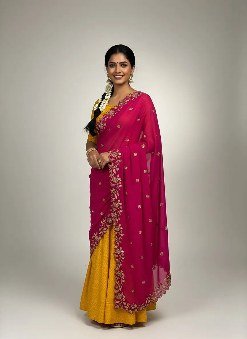 RangoliDup (GT) Beautiful Embroidery & Beads work Rangoli Dupatta for women | Only Dupatta