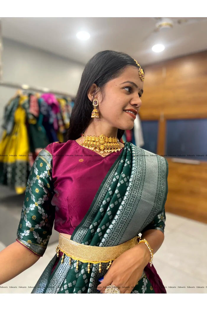JanjalPAttu South Indian Festival Traditional Half Saree
