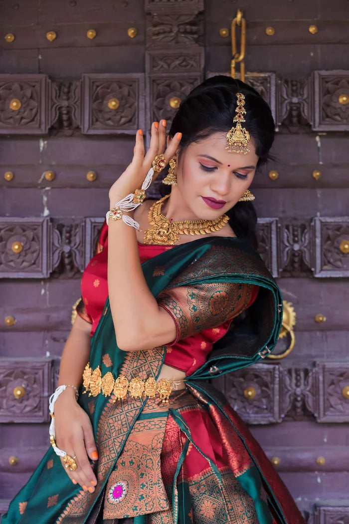 South Indian Festival Traditional Half Saree(Vishnu)