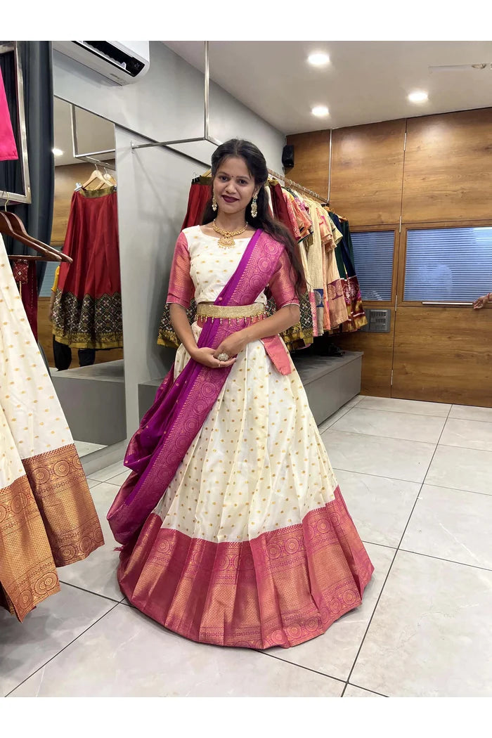 South Indian Festival Traditional Half Saree(Aarjoo)