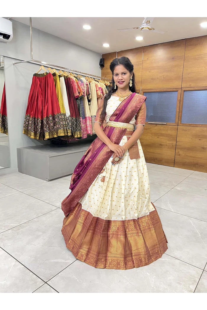 South Indian Festival Traditional Half Saree(Aarjoo)