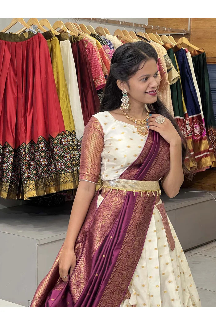 South Indian Festival Traditional Half Saree(Aarjoo)