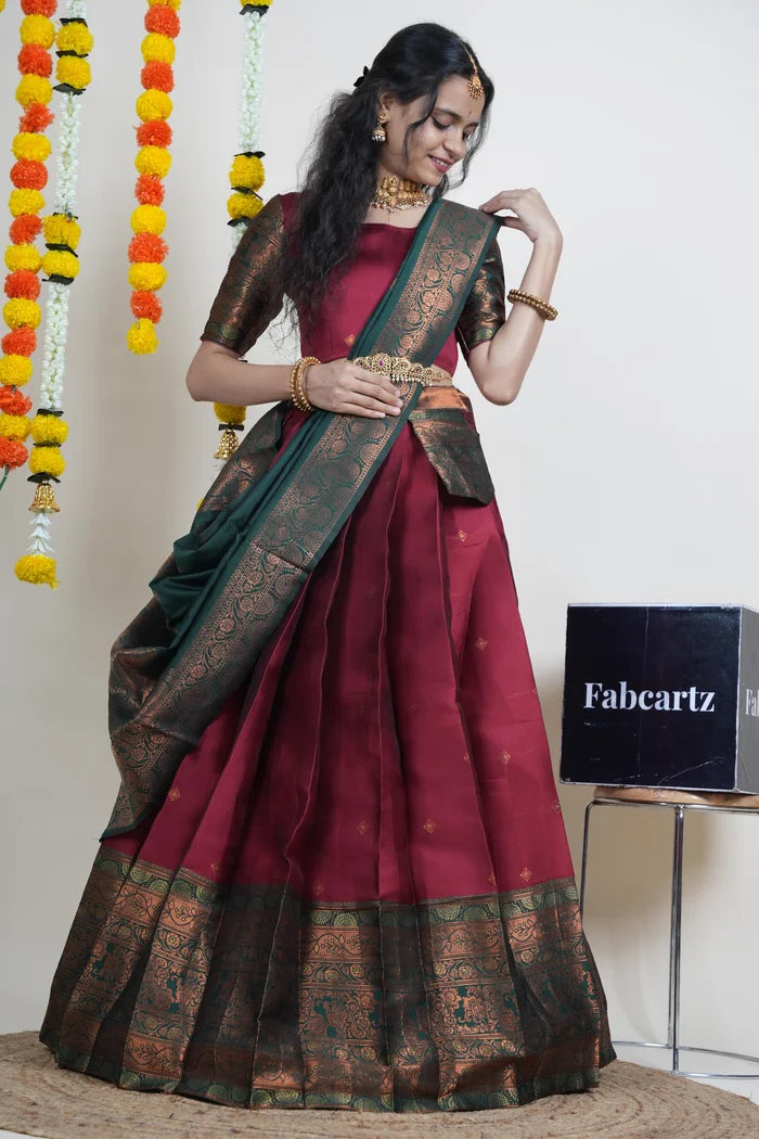 South Indian Festival Traditional Half Saree (SquarePAttu)