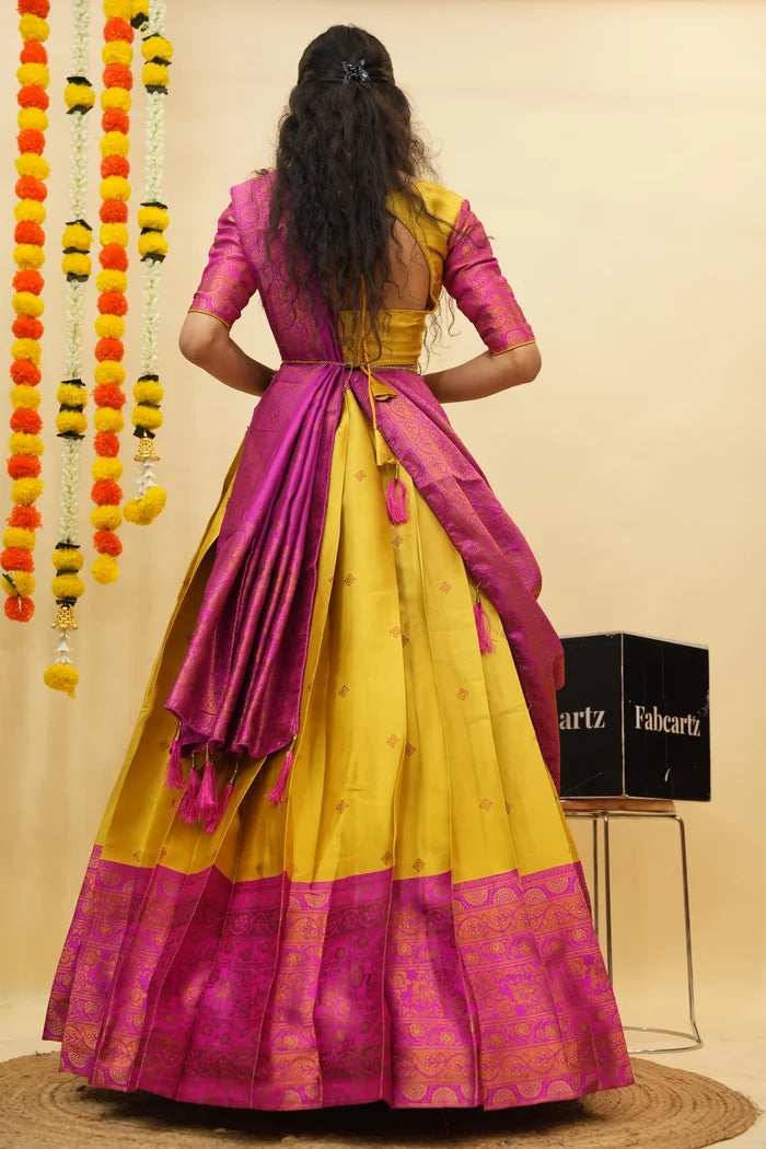 South Indian Festival Traditional Half Saree (SquarePAttu)