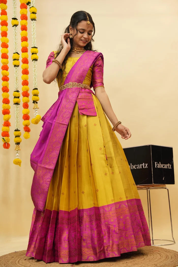 South Indian Festival Traditional Half Saree (SquarePAttu)