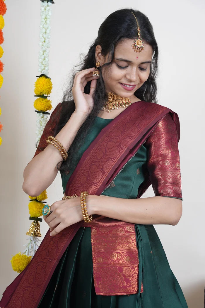 South Indian Festival Traditional Half Saree (SquarePAttu)