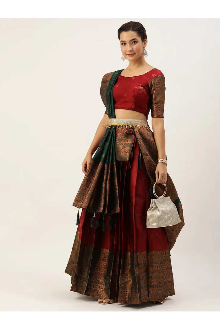 South Indian Festival Traditional Half Saree (LichiSparrow)