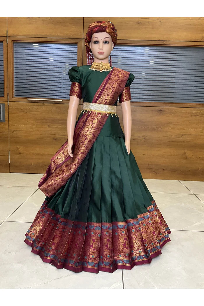 South Indian Festival Traditional Half Saree (8ButttiPAttuKids)