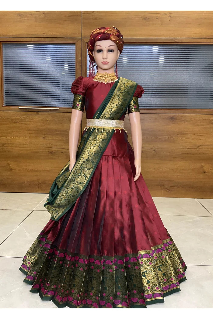 South Indian Festival Traditional Half Saree (8ButttiPAttuKids)