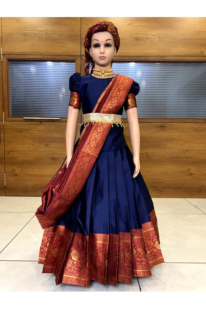 దక్షిణ భారత పండుగ సాంప్రదాయ హాఫ్ చీర (దిల్వాలేపట్టు కిడ్స్)