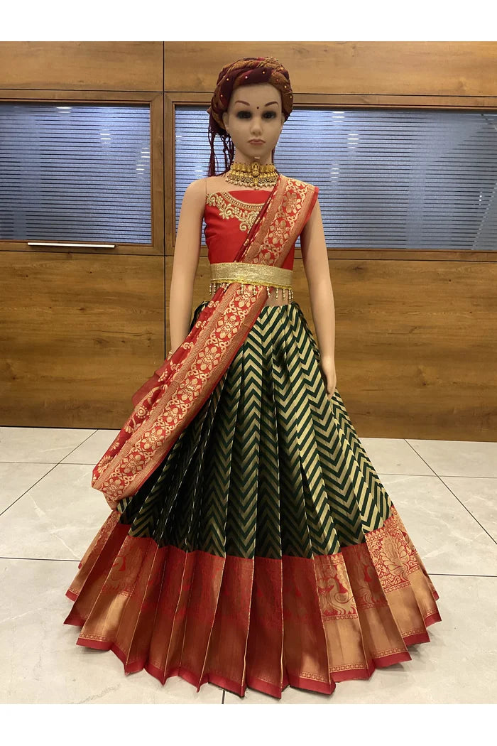South Indian Festival Traditional Half Saree (Mor Pattu Kids)