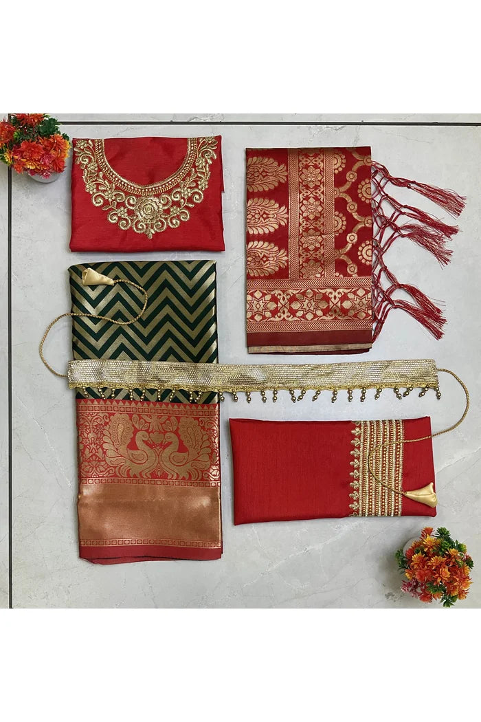 South Indian Festival Traditional Half Saree (Mor Pattu Kids)
