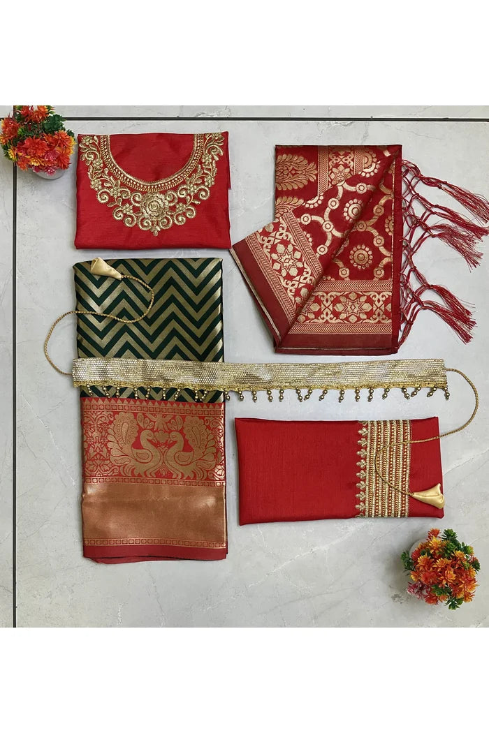 South Indian Festival Traditional Half Saree (Mor Pattu Kids)