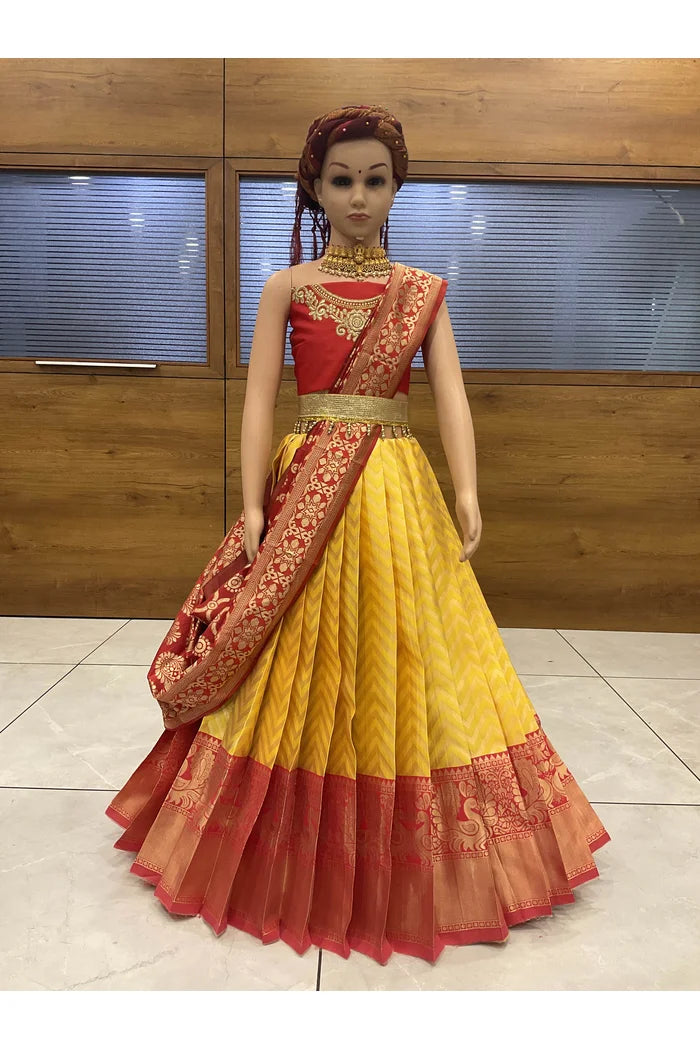 South Indian Festival Traditional Half Saree (Mor Pattu Kids)