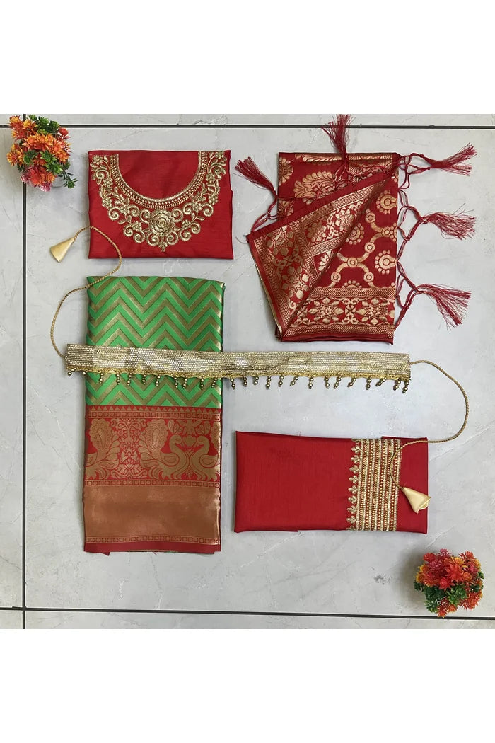 South Indian Festival Traditional Half Saree (Mor Pattu Kids)