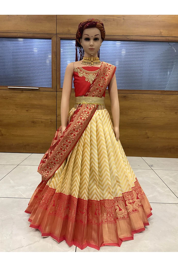 South Indian Festival Traditional Half Saree (Mor Pattu Kids)