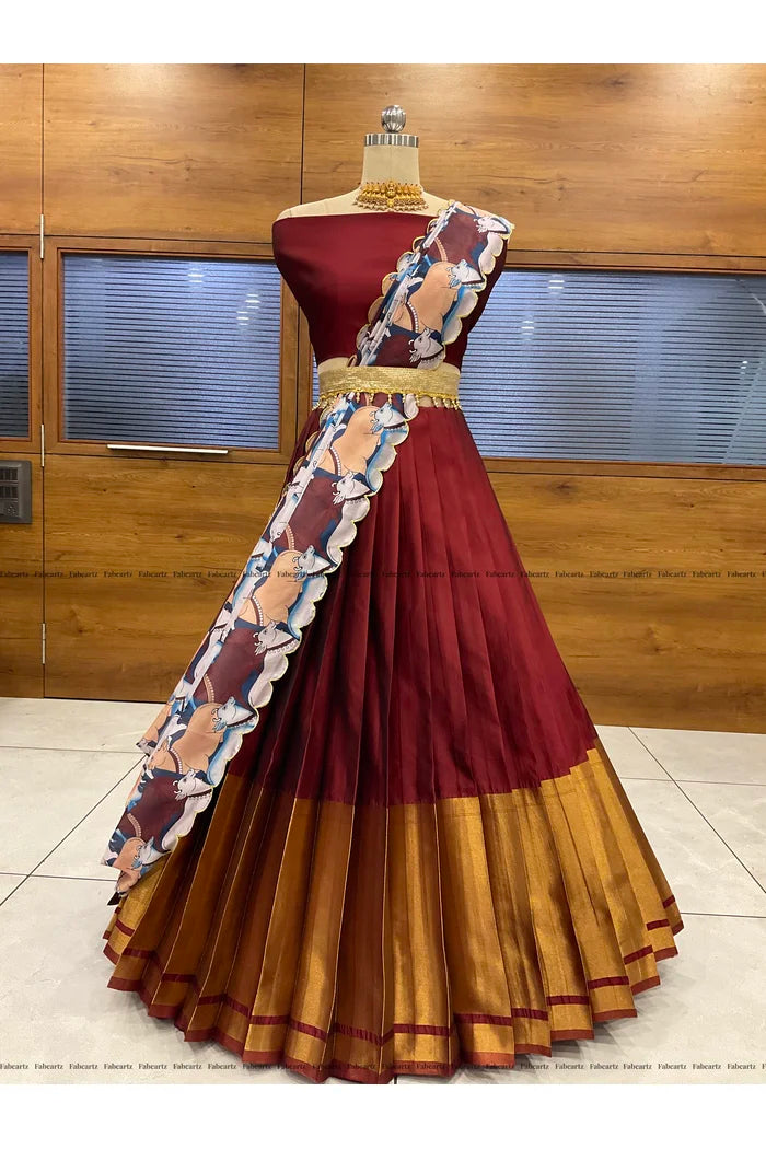 South Indian Festival Traditional Half Saree (CowPAttu)