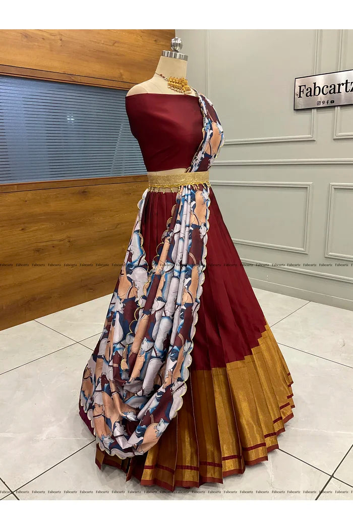 South Indian Festival Traditional Half Saree (CowPAttu)