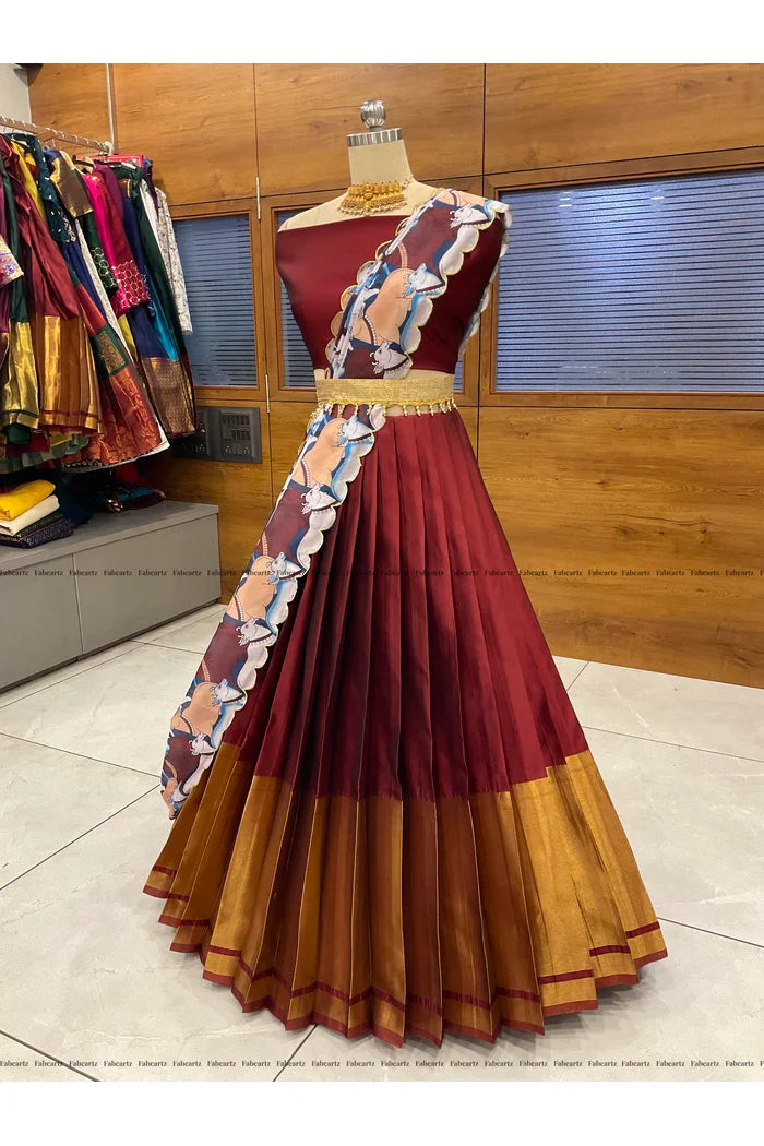 South Indian Festival Traditional Half Saree (CowPAttu)