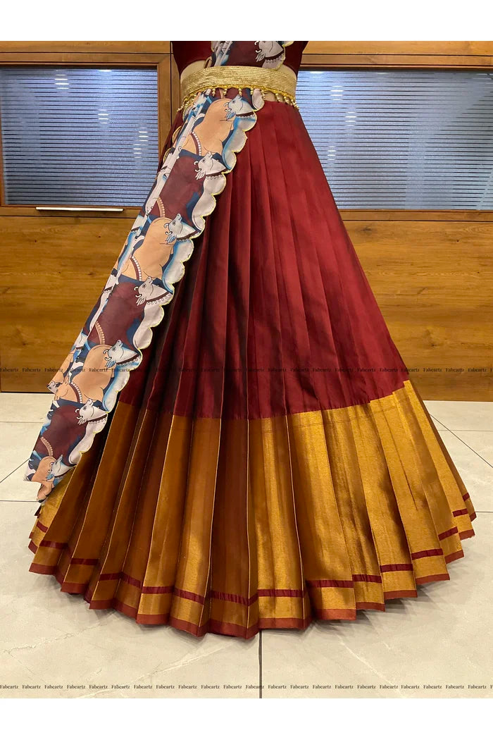 South Indian Festival Traditional Half Saree (CowPAttu)