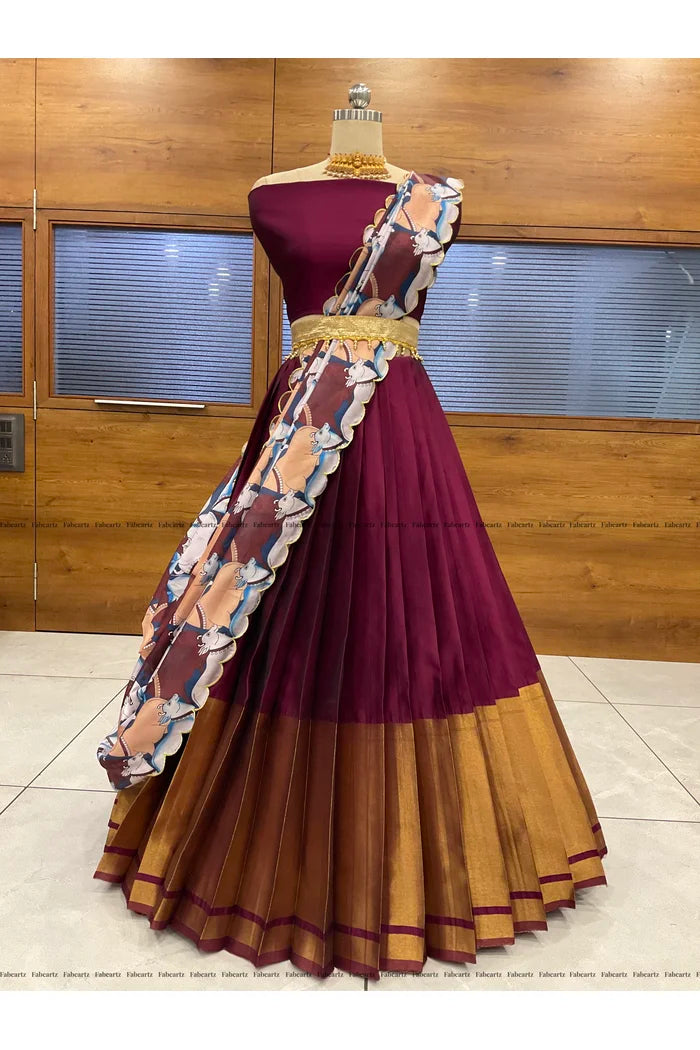 South Indian Festival Traditional Half Saree (CowPAttu)