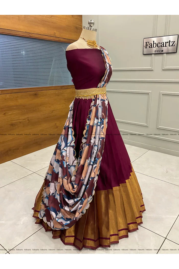 South Indian Festival Traditional Half Saree (CowPAttu)