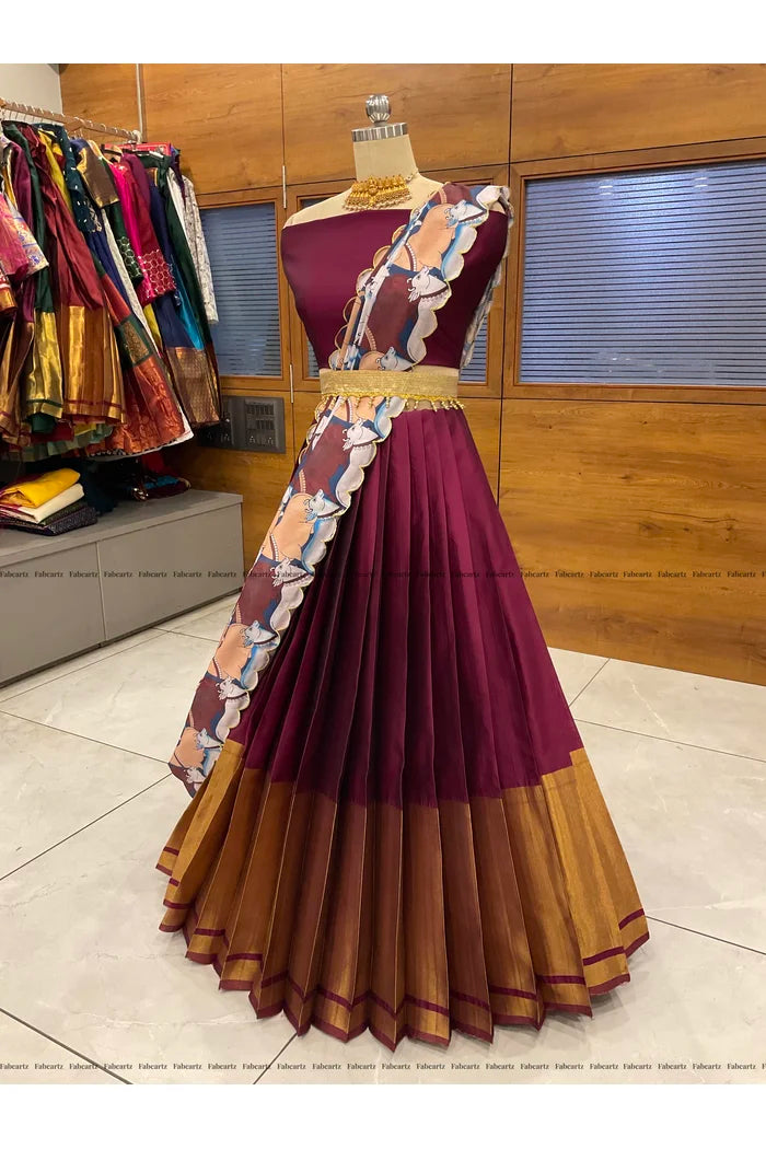 South Indian Festival Traditional Half Saree (CowPAttu)