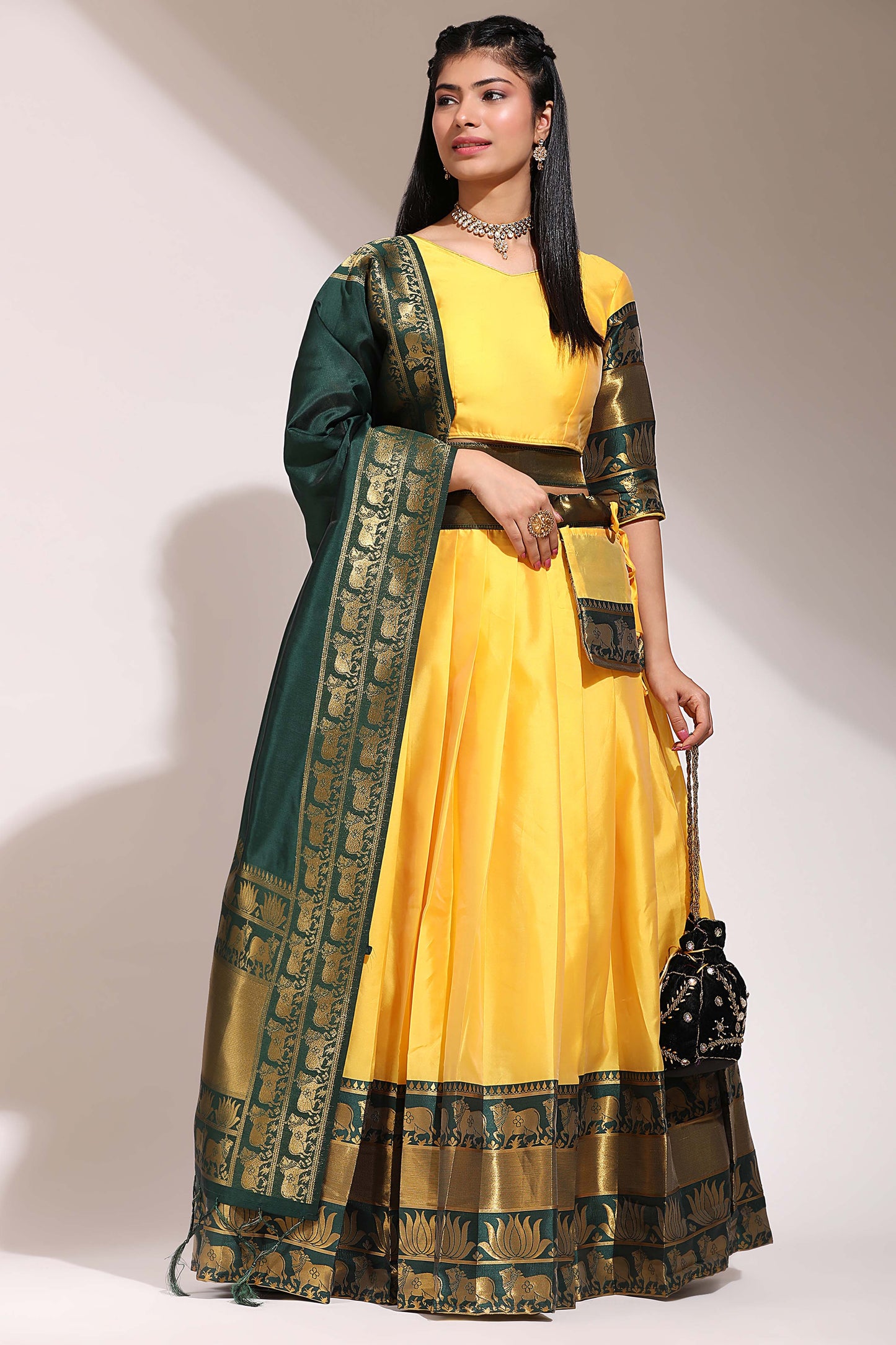 Captivating South Indian Festival Traditional Half Saree (Unstitched) : Embrace Timeless Elegance! 💃✨