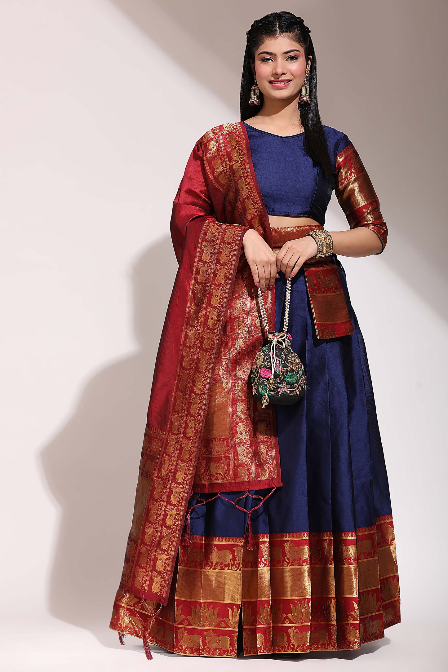 Captivating South Indian Festival Traditional Half Saree (Unstitched) : Embrace Timeless Elegance! 💃✨