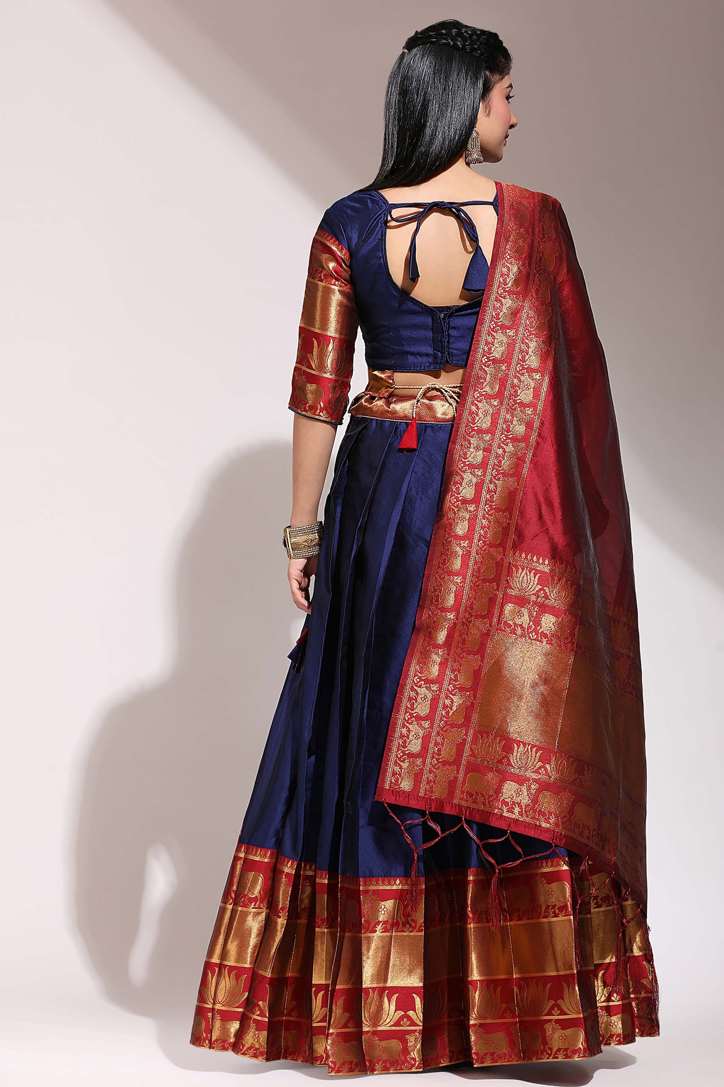 Captivating South Indian Festival Traditional Half Saree (Unstitched) : Embrace Timeless Elegance! 💃✨