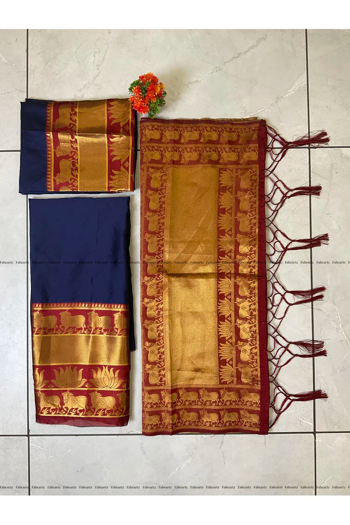 South Indian Festival Traditional Half Saree (Lotus)