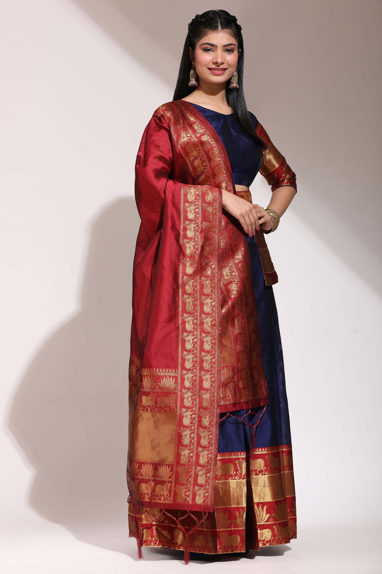 Captivating South Indian Festival Traditional Half Saree (Unstitched) : Embrace Timeless Elegance! 💃✨