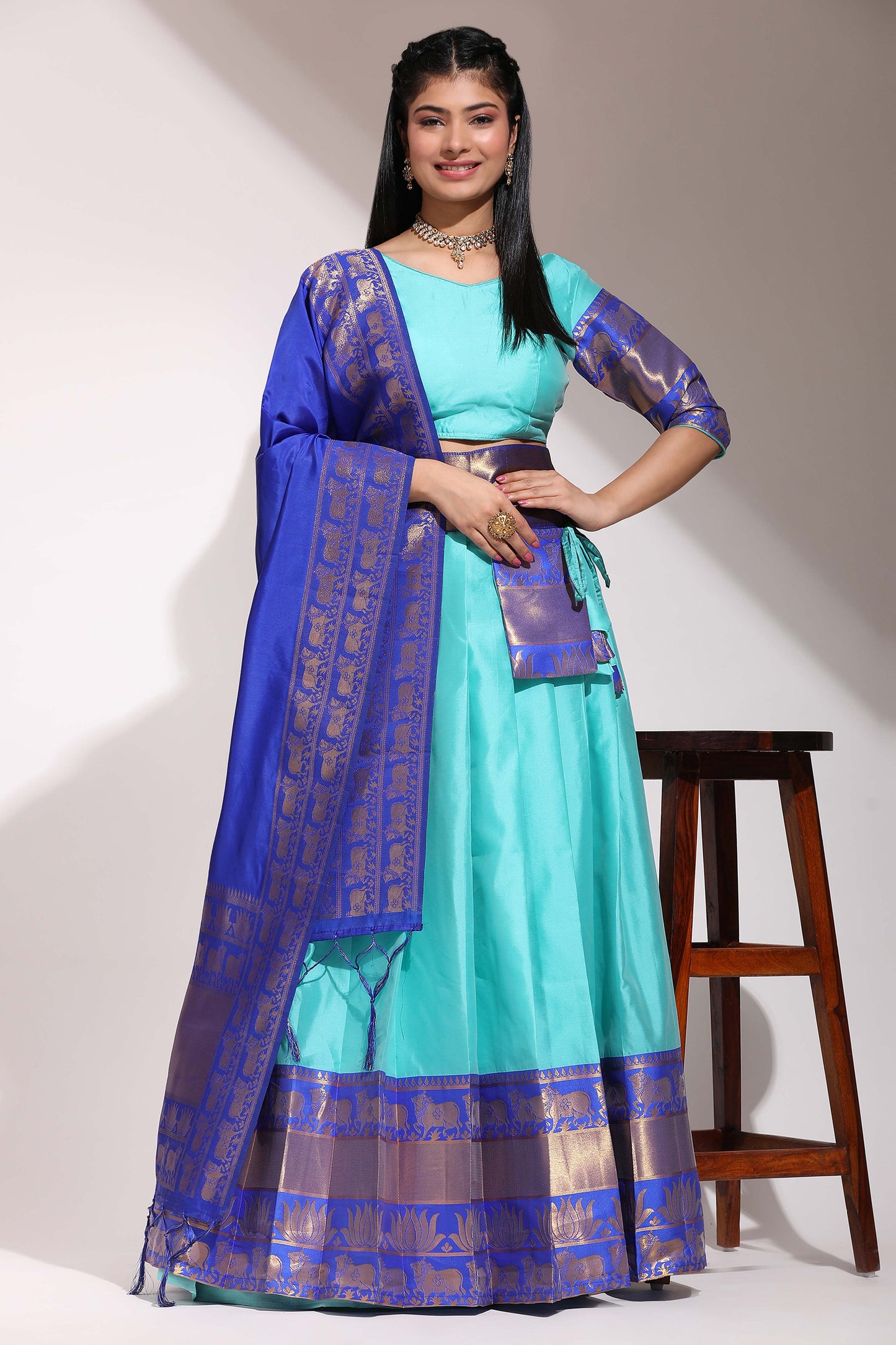 Captivating South Indian Festival Traditional Half Saree (Unstitched) : Embrace Timeless Elegance! 💃✨