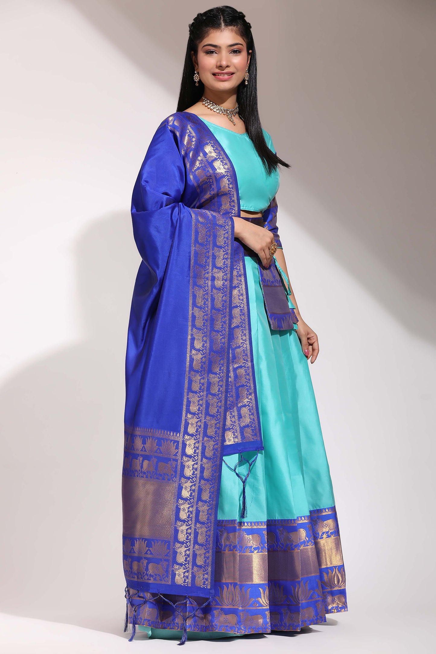 Captivating South Indian Festival Traditional Half Saree (Unstitched) : Embrace Timeless Elegance! 💃✨