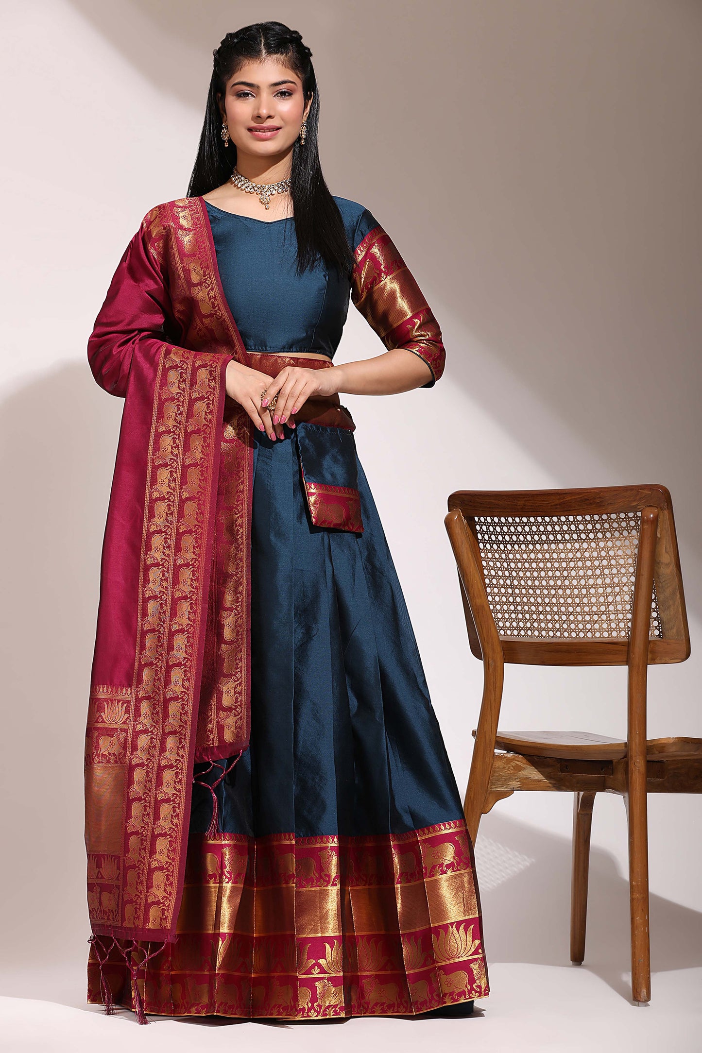 Captivating South Indian Festival Traditional Half Saree (Unstitched) : Embrace Timeless Elegance! 💃✨