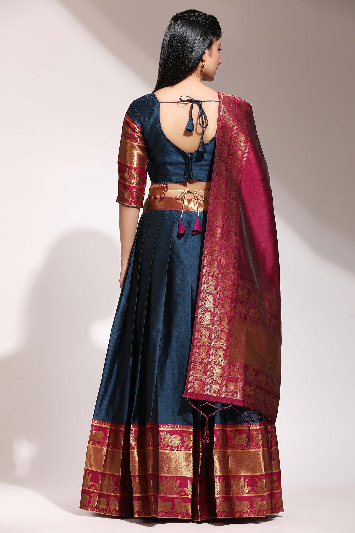Captivating South Indian Festival Traditional Half Saree (Unstitched) : Embrace Timeless Elegance! 💃✨