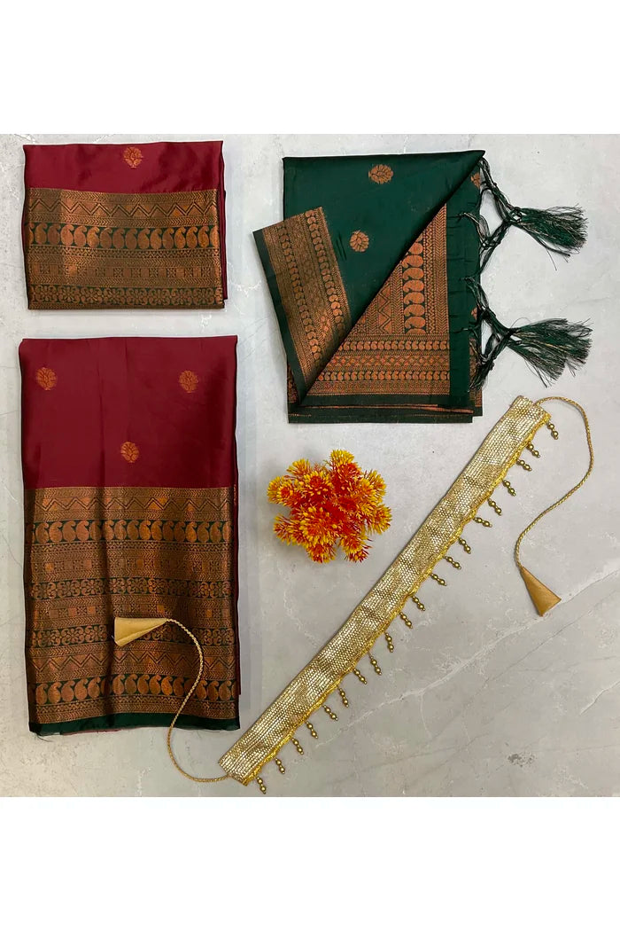 కొత్త కిడ్స్ సాంప్రదాయ దక్షిణ భారత హాఫ్ చీర (వందనపట్టు కిడ్స్)