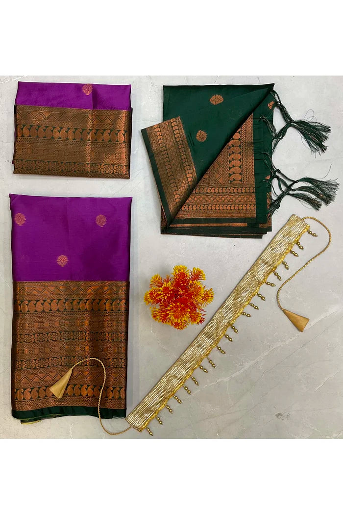 కొత్త కిడ్స్ సాంప్రదాయ దక్షిణ భారత హాఫ్ చీర (వందనపట్టు కిడ్స్)