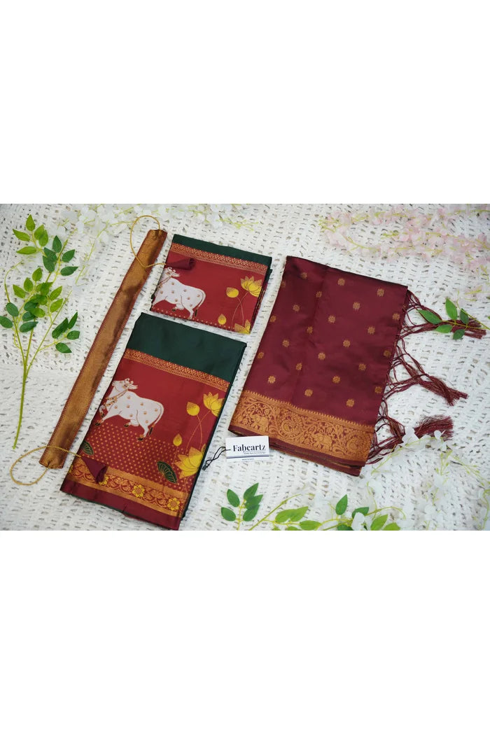 South Indian Festival Traditional Half Saree (KaamDhenu)