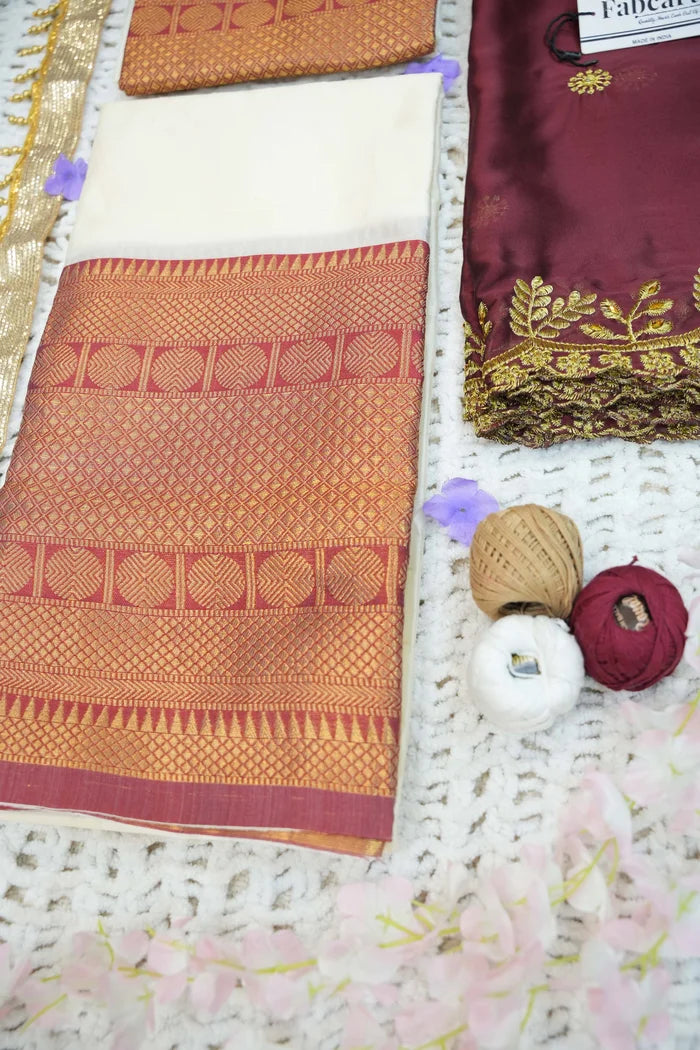 South Indian Festival Traditional Half Saree (Saraswati)