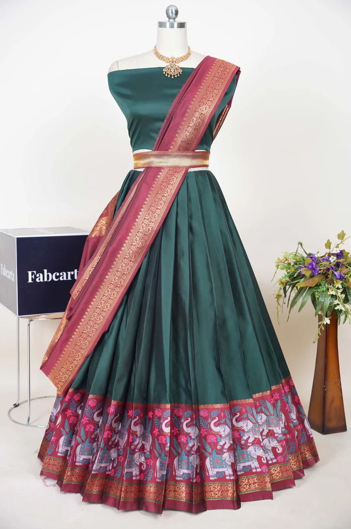 South Indian Festival Traditional Half Saree (JungleeHathi)