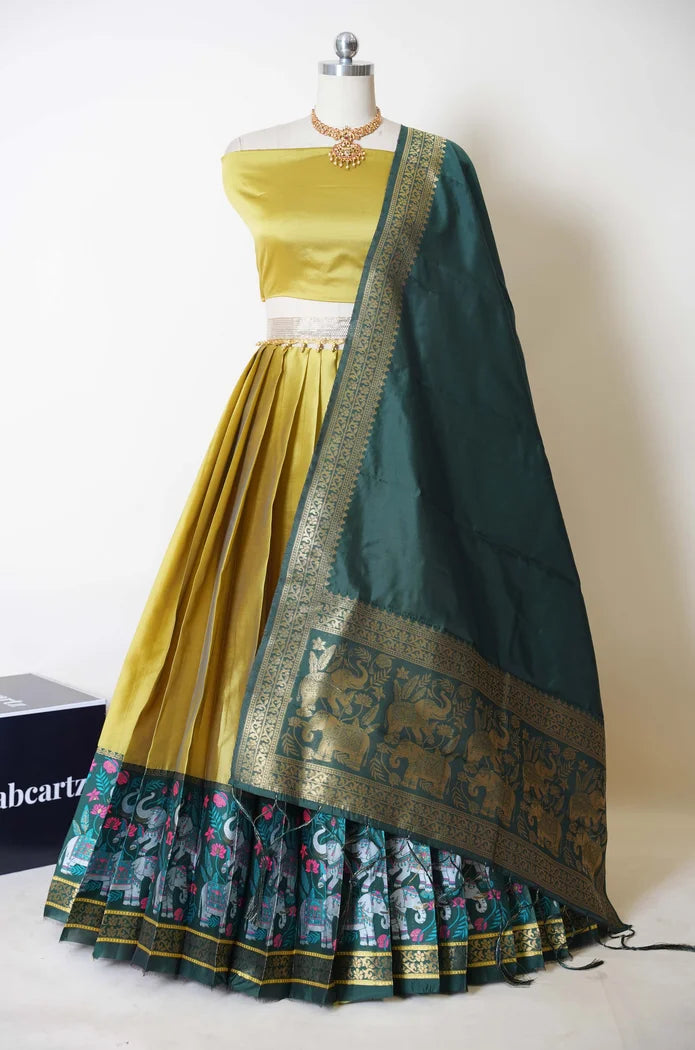 South Indian Festival Traditional Half Saree (JungleeHathi)