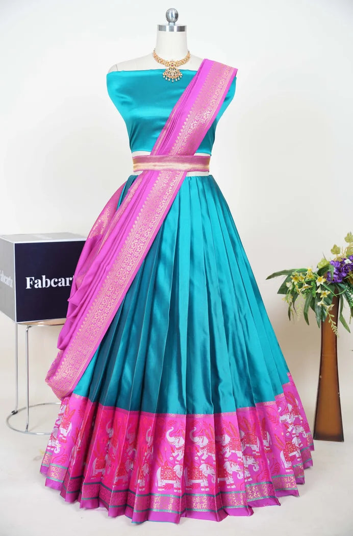 South Indian Festival Traditional Half Saree (JungleeHathi)