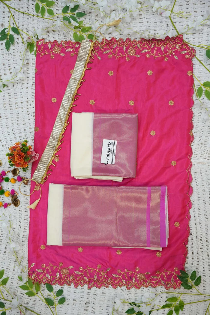 దక్షిణ భారత పండుగ సాంప్రదాయ హాఫ్ చీర (జరా)