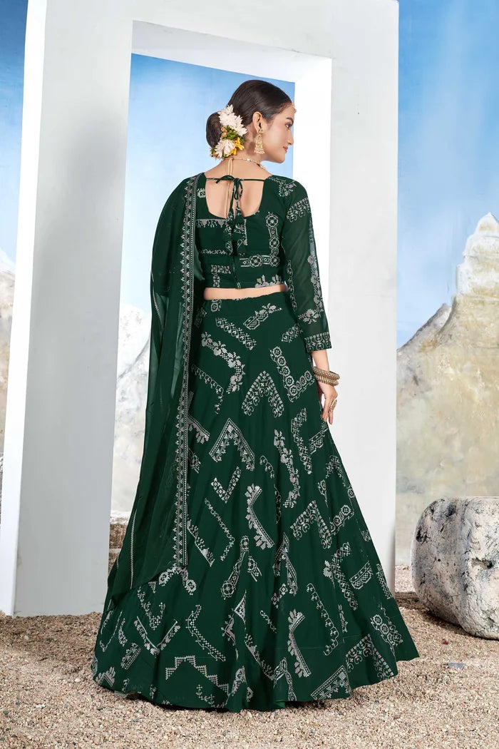 CO² Women's Embroidered Georgette Lehenga Choli with Sequins Work