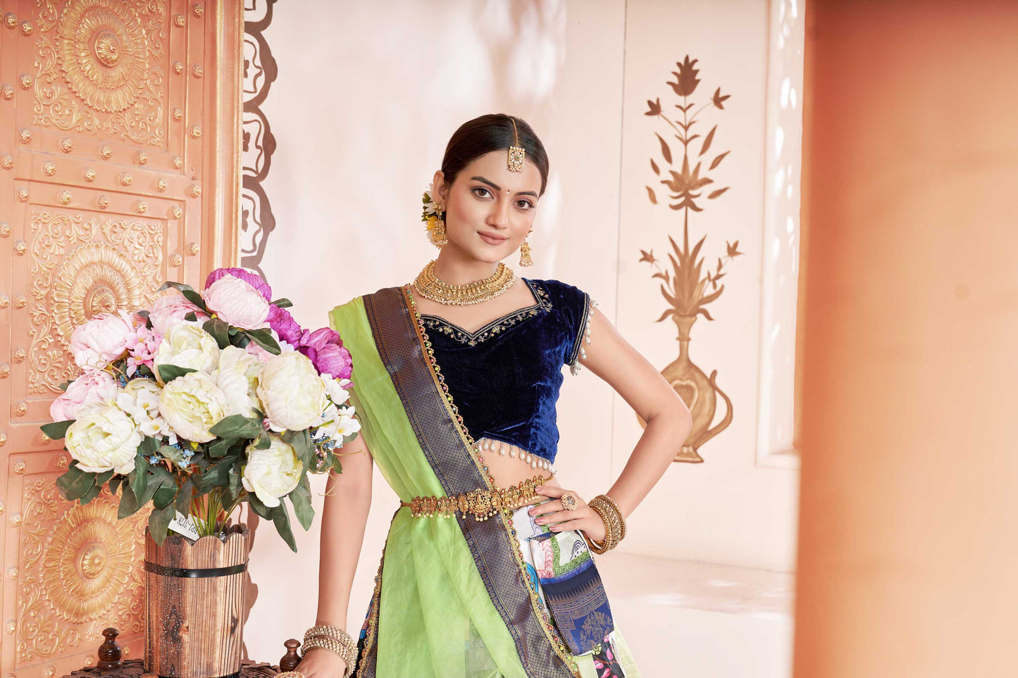 South Indian Festival Traditional Half Saree VintageCow