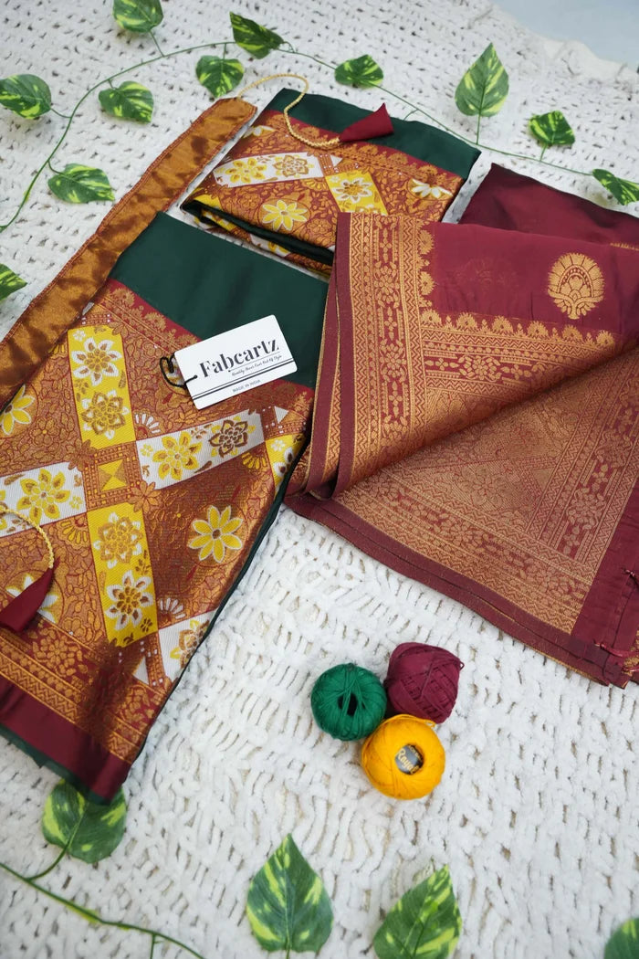 South Indian Festival Traditional Half Saree (Crax Pattu)